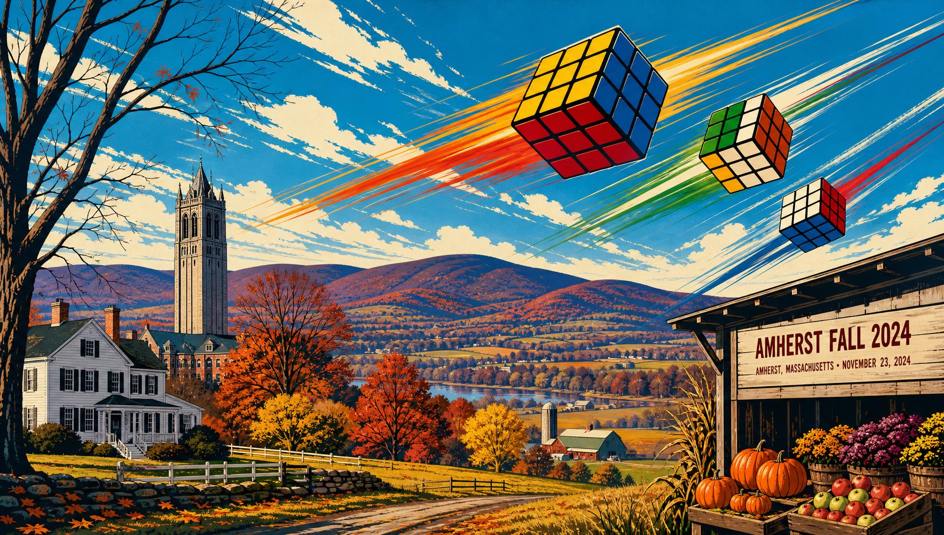 Amherst Fall 2024 movie-poster style artwork — Amherst, Massachusetts, November 23, 2024