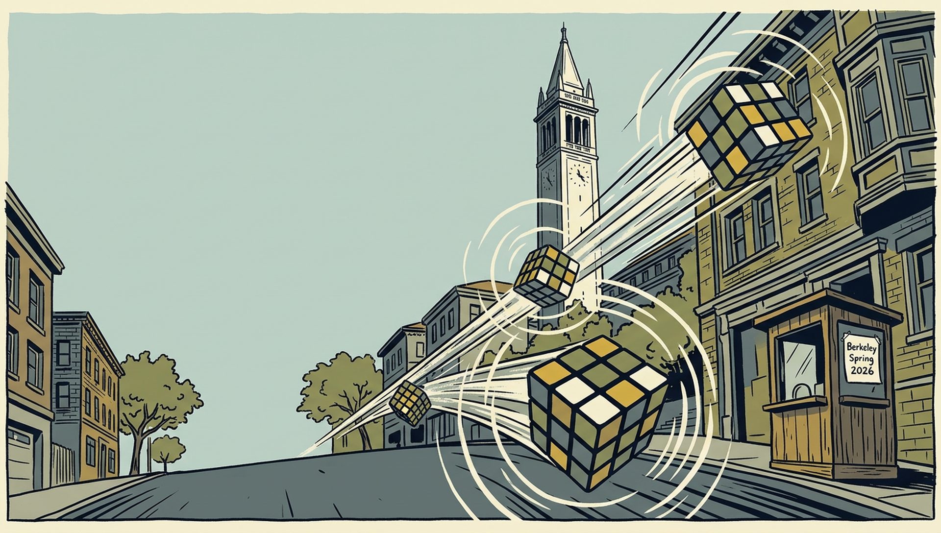 Berkeley Spring 2026 movie-poster style artwork — Berkeley, California, April 26, 2026
