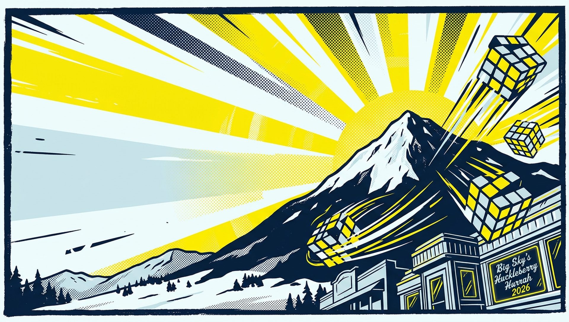 Big Sky's Huckleberry Hurrah 2026 movie-poster style artwork — Big Sky, Montana, March 28, 2026