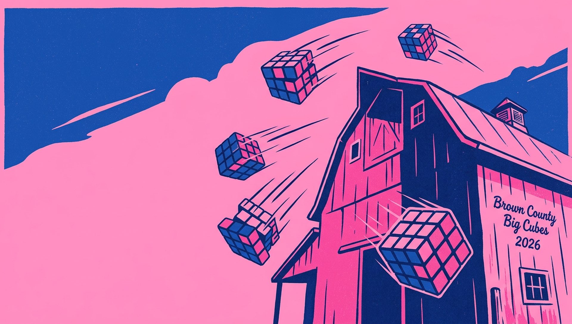 Brown County Big Cubes 2026 movie-poster style artwork — Nashville, Indiana, March 28, 2026