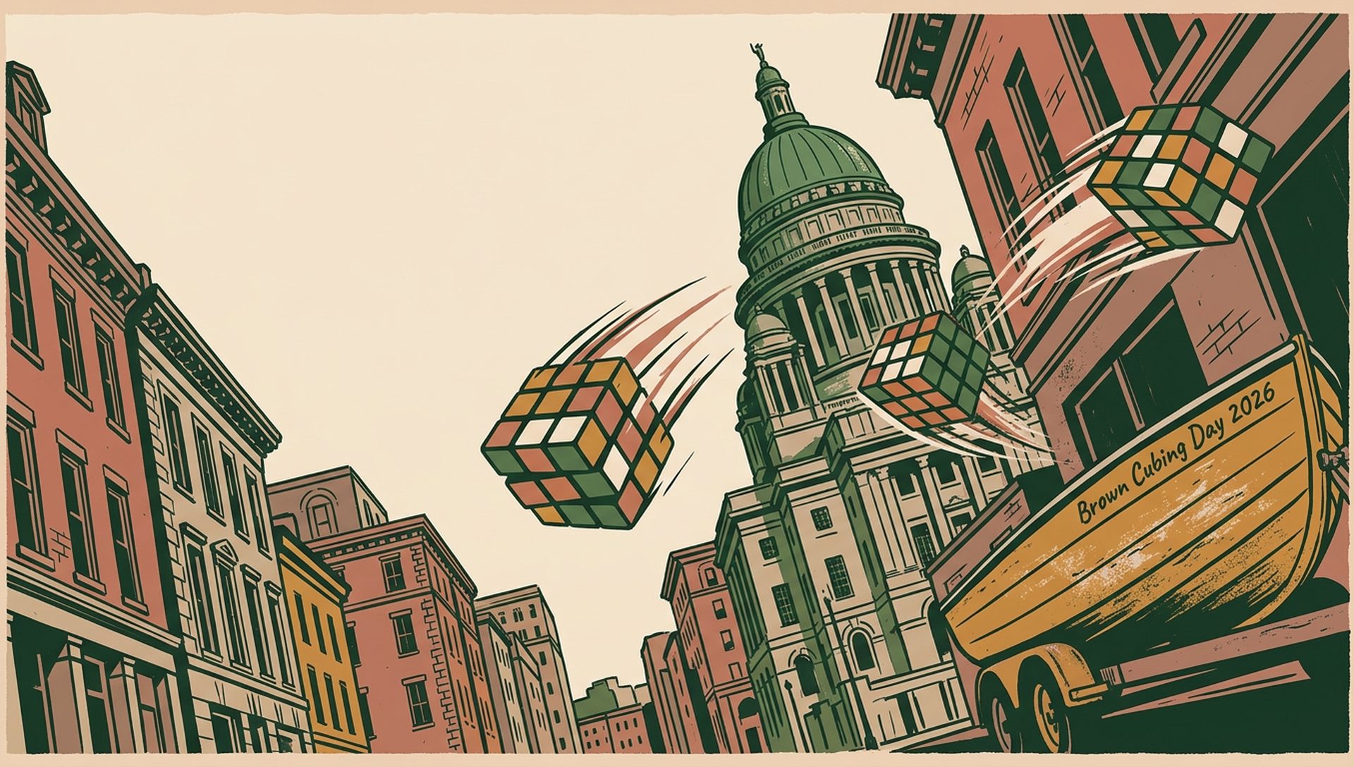 Brown Cubing Day 2026 movie-poster style artwork — Providence, Rhode Island, February 21, 2026