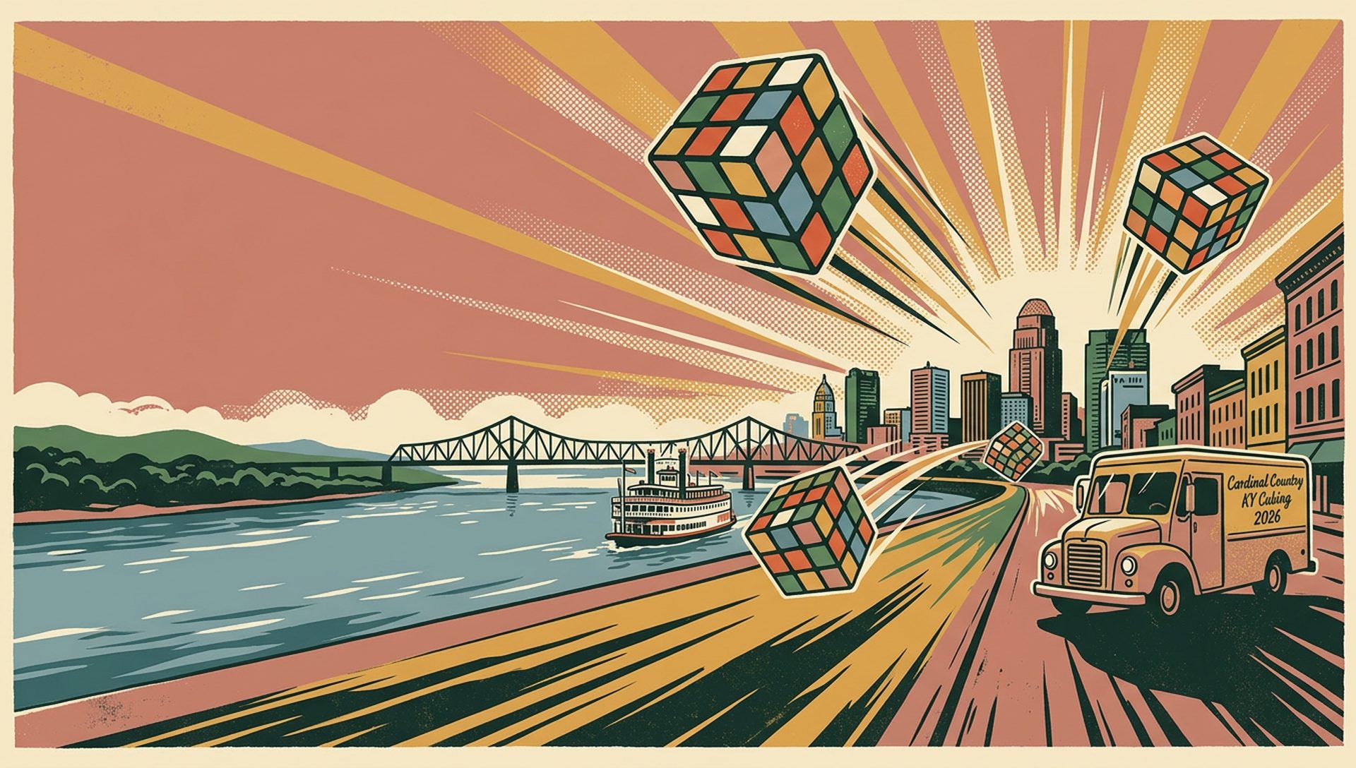 Cardinal Country KY Cubing 2026 movie-poster style artwork — Louisville, Kentucky, July 11, 2026