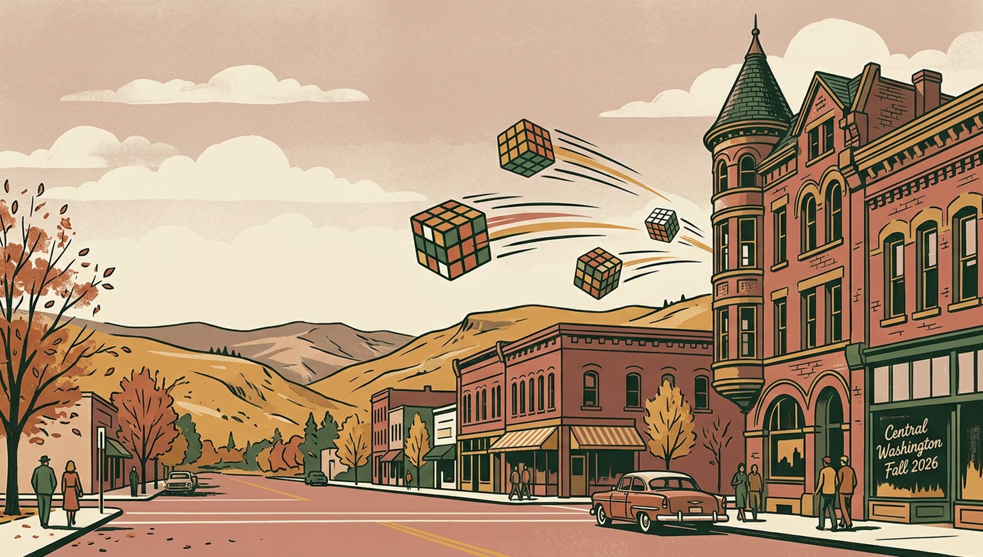 Central Washington Fall 2026 movie-poster style artwork — Ellensburg, Washington, September 26, 2026