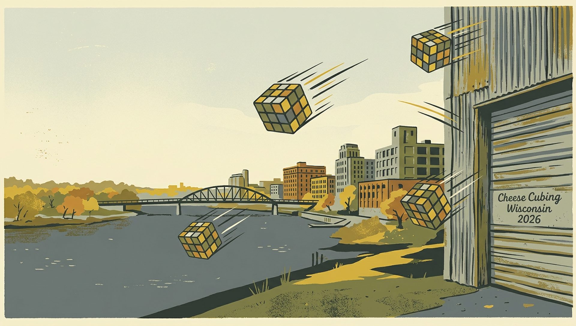 Cheese Cubing Wisconsin 2026 movie-poster style artwork — Eau Claire, Wisconsin, October 24, 2026