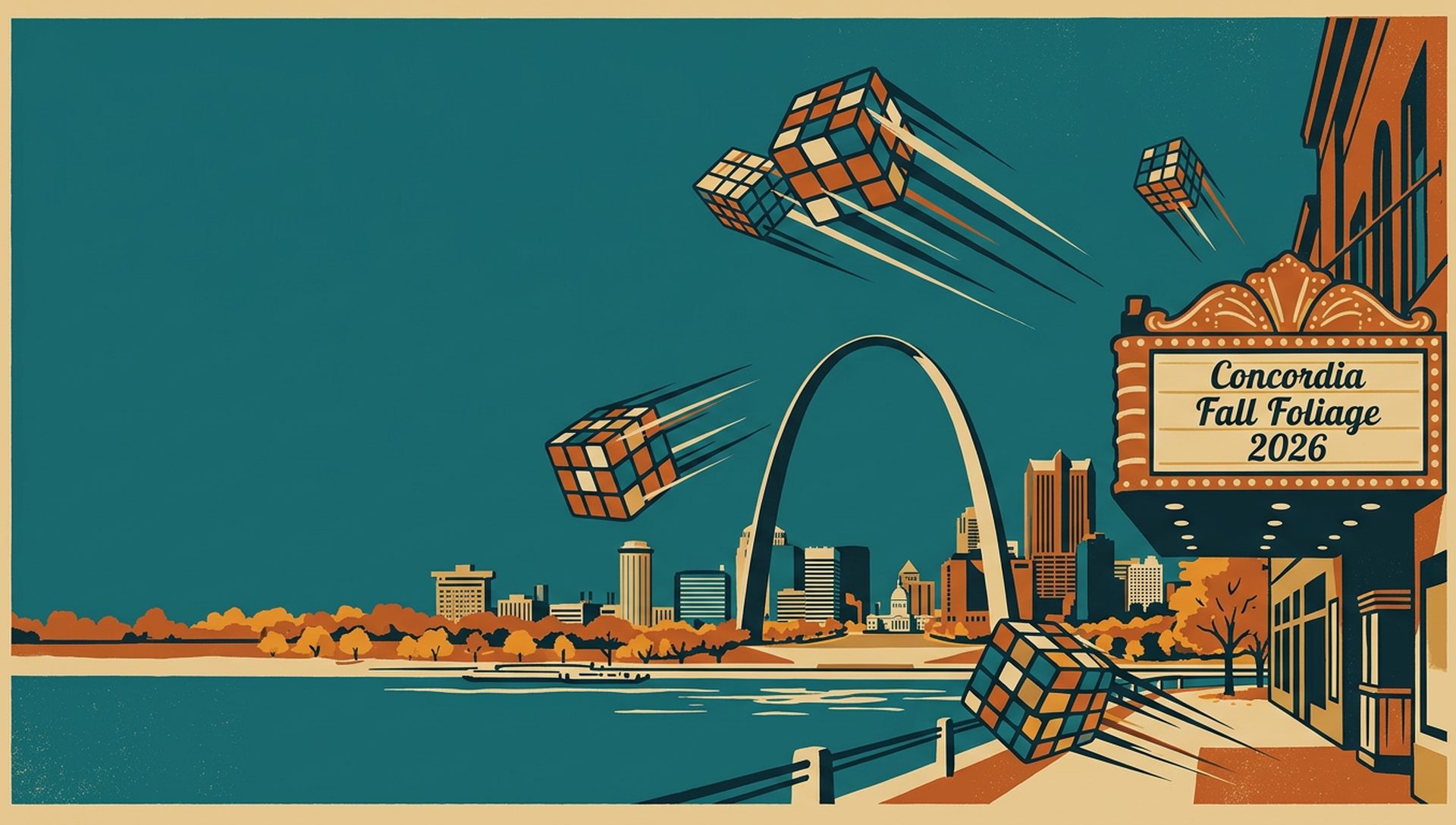 Concordia Fall Foliage 2026 movie-poster style artwork — St. Louis, Missouri, October 10, 2026