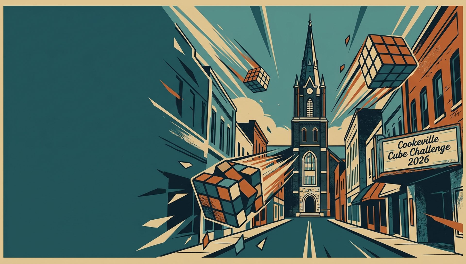 Cookeville Cube Challenge 2026 movie-poster style artwork — Cookeville, Tennessee, June 13, 2026