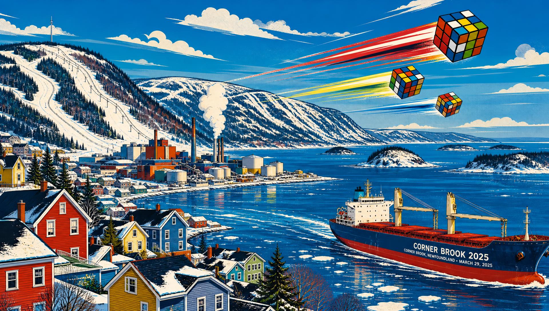 Corner Brook 2025 movie-poster style artwork — Corner Brook, Newfoundland and Labrador, March 29, 2025