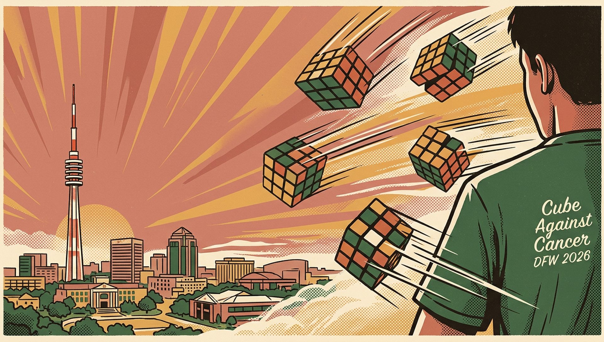 Cube Against Cancer DFW 2026 movie-poster style artwork — Richardson, Texas, May 2, 2026