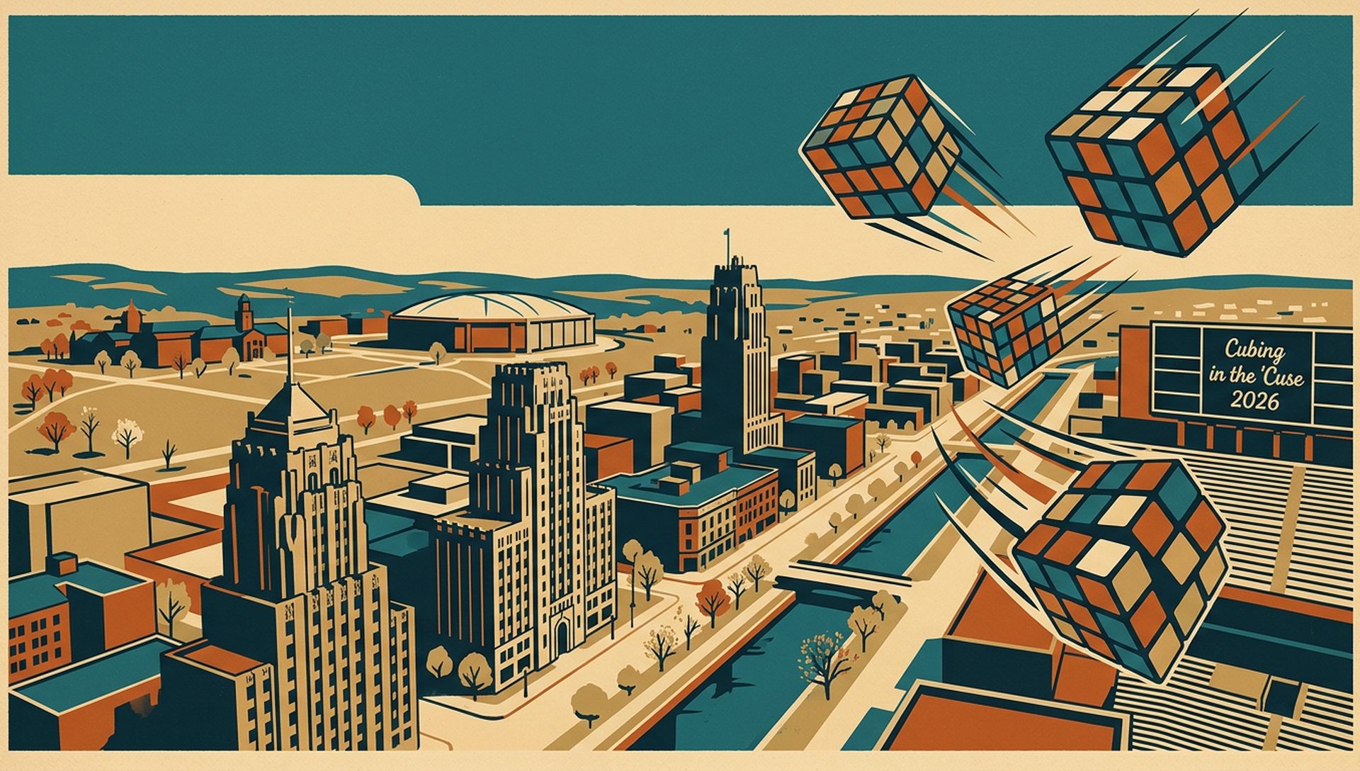 Cubing in the 'Cuse 2026 movie-poster style artwork — Syracuse, New York, March 14, 2026