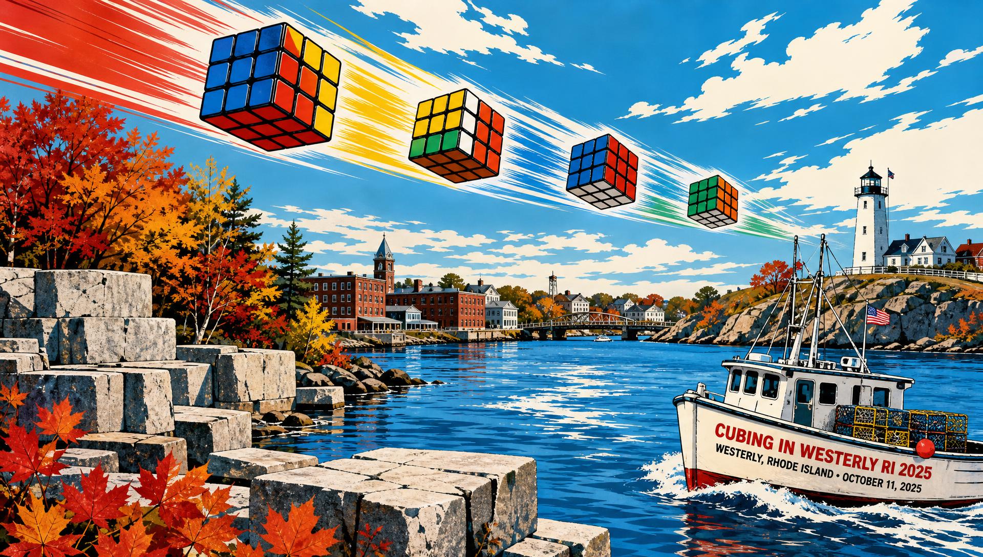 Cubing in Westerly RI 2025 movie-poster style artwork — Westerly, Rhode Island, October 11, 2025