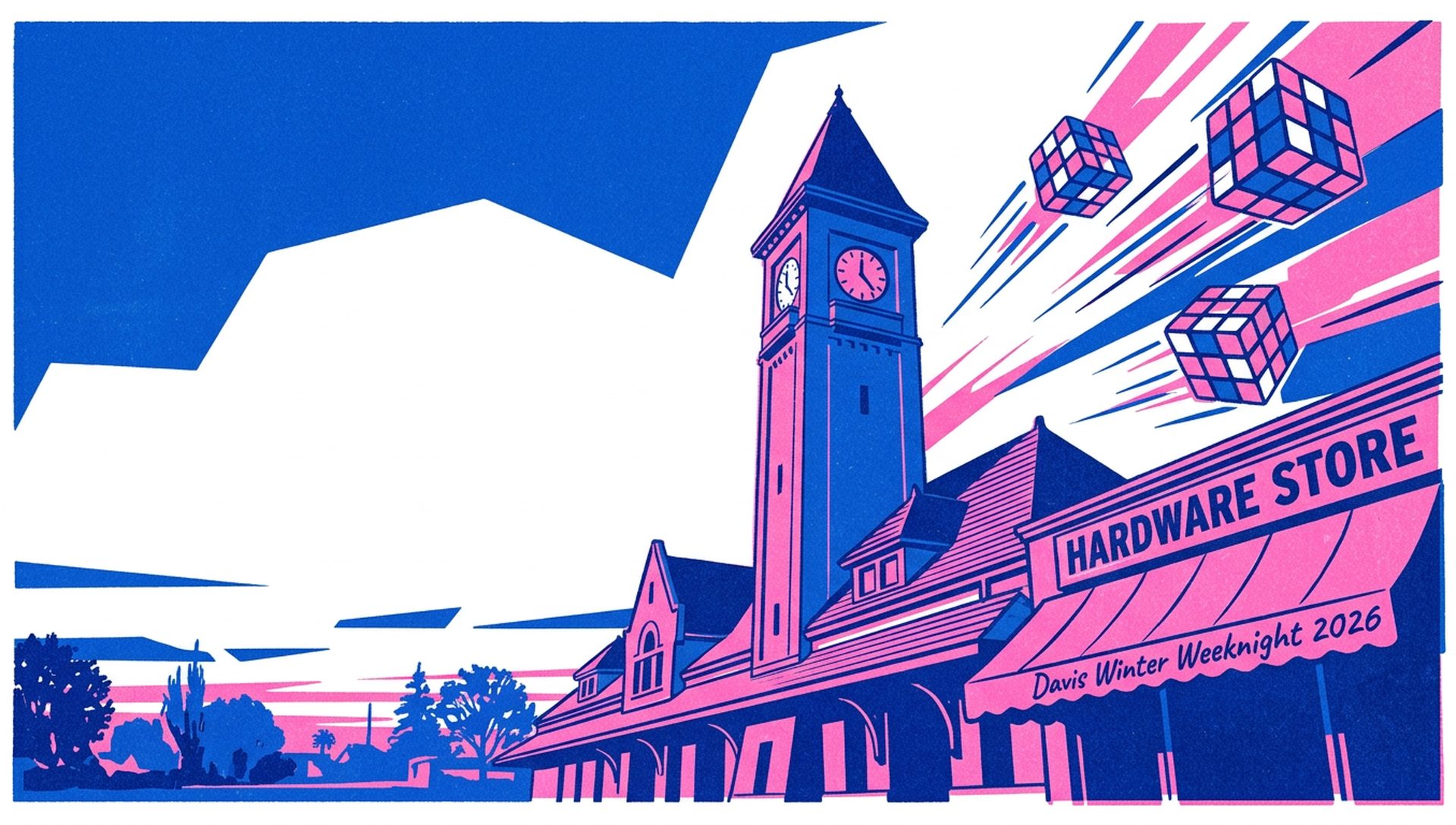 Davis Winter Weeknight 2026 movie-poster style artwork — Davis, California, February 26, 2026