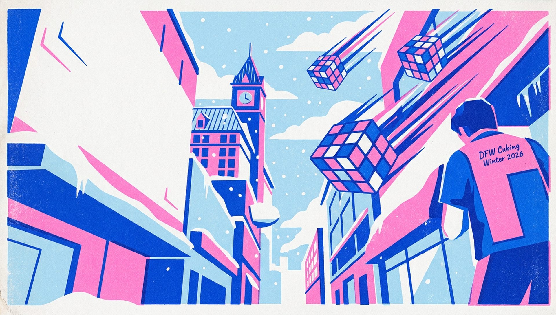 DFW Cubing Winter 2026 movie-poster style artwork — Richardson, Texas, January 3, 2026