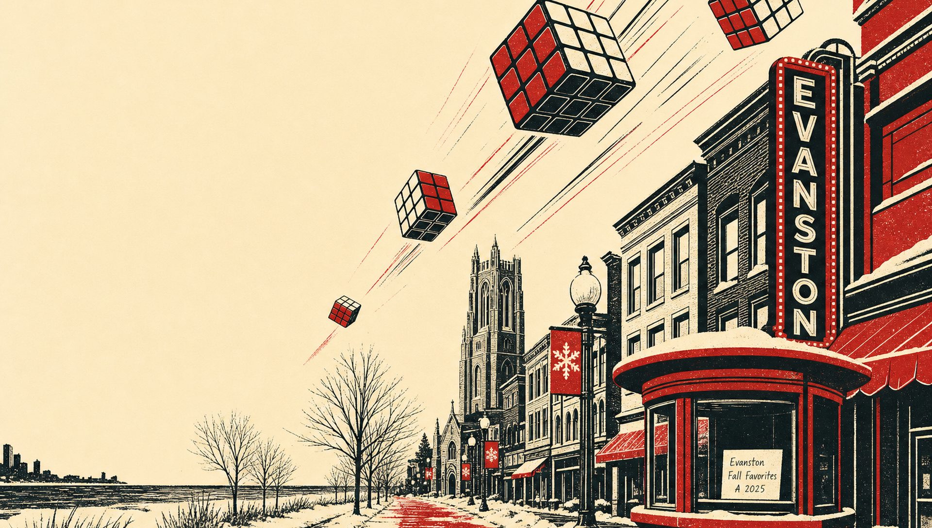 Evanston Fall Favorites A 2025 movie-poster style artwork — Evanston, Illinois, December 6, 2025