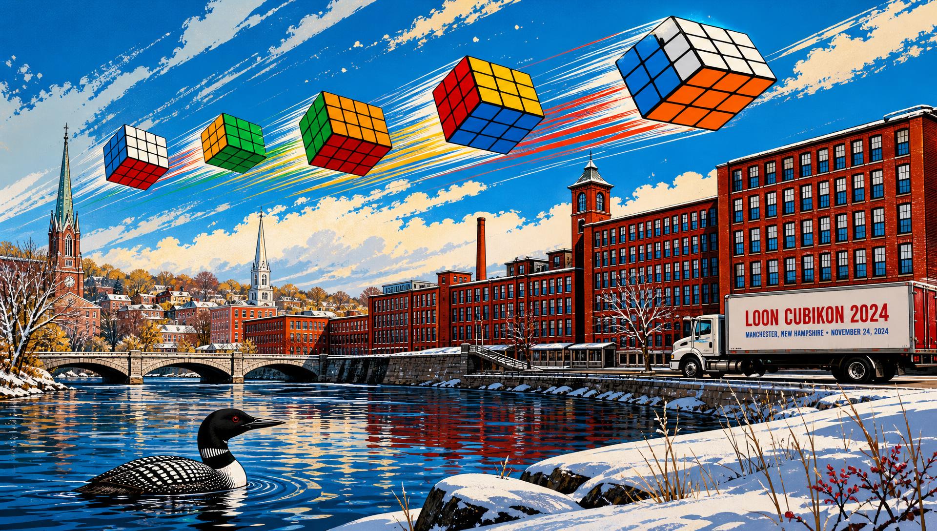 Loon Cubikon 2024 movie-poster style artwork — Manchester, New Hampshire, November 24, 2024