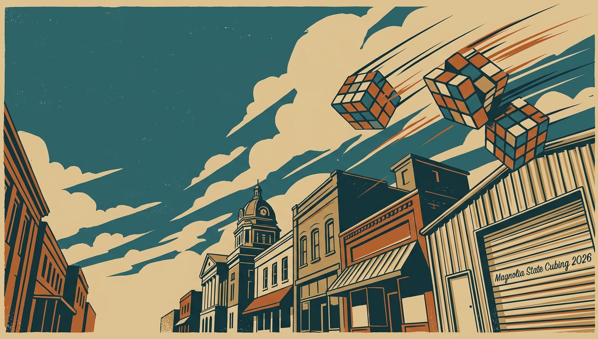 Magnolia State Cubing 2026 movie-poster style artwork — Senatobia, Mississippi, May 30, 2026