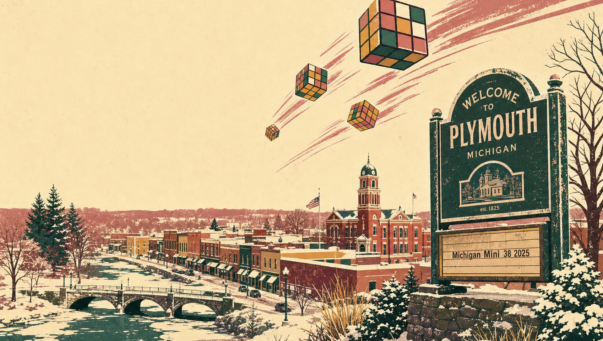 Michigan Mini 38 2025 movie-poster style artwork — Plymouth, Michigan, December 8, 2025