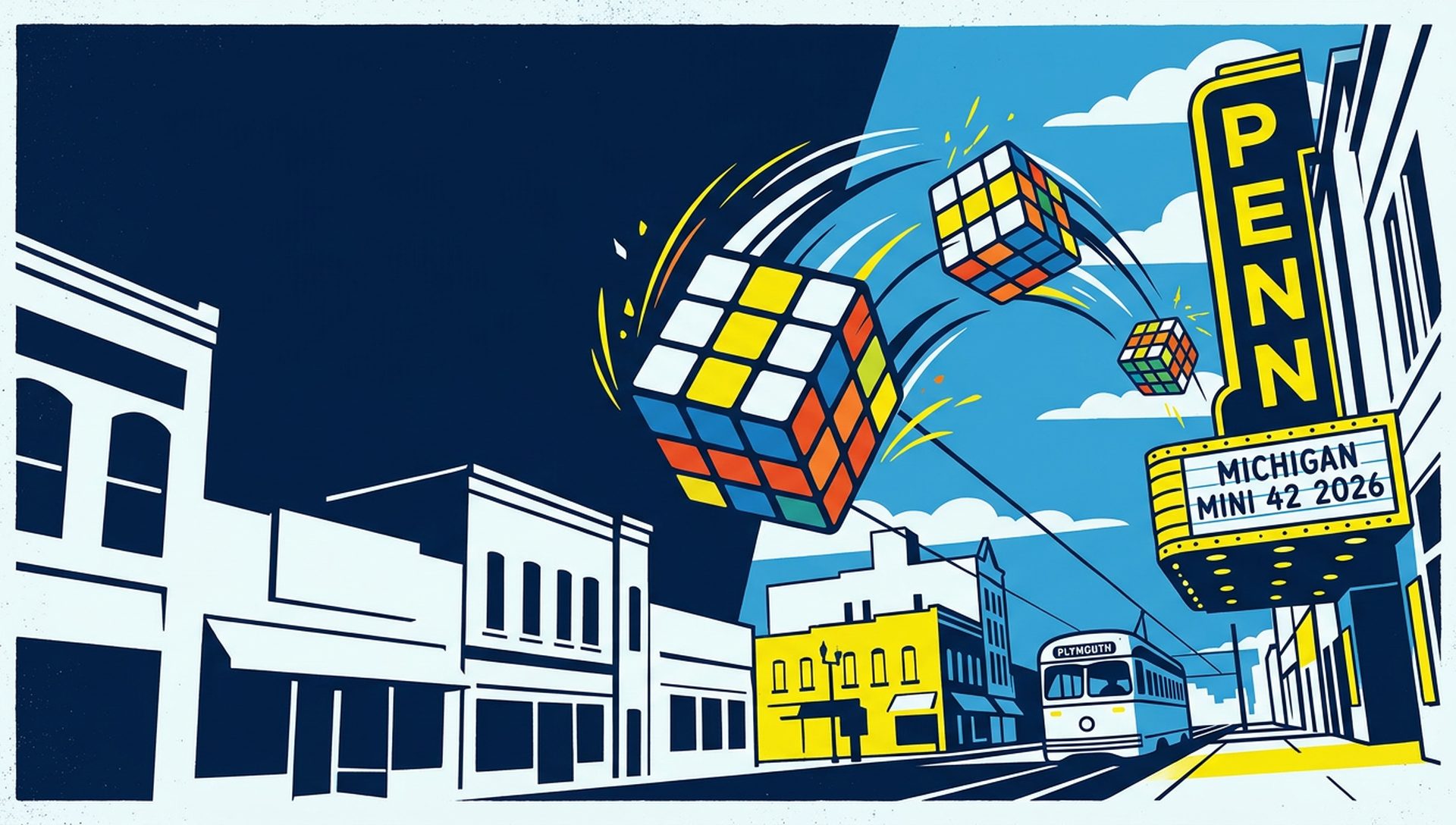 Michigan Mini 42 2026 movie-poster style artwork — Plymouth, Michigan, June 18, 2026