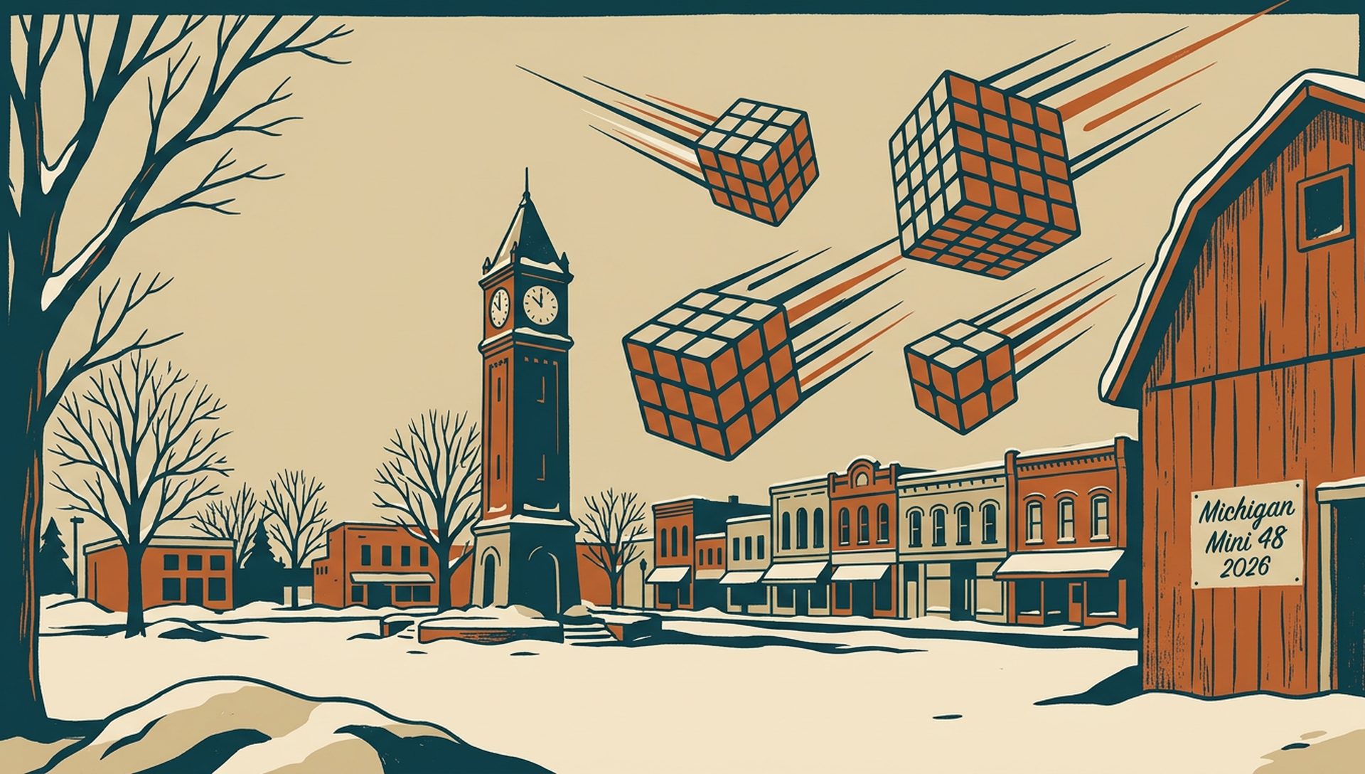 Michigan Mini 48 2026 movie-poster style artwork — Plymouth, Michigan, December 17, 2026