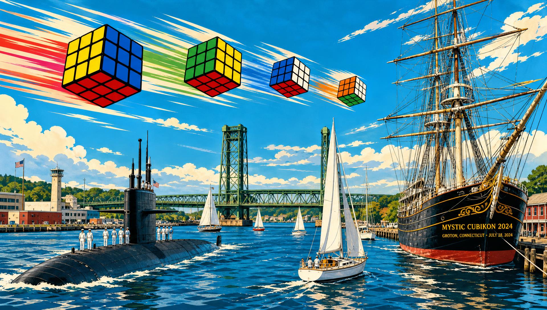 Mystic Cubikon 2024 movie-poster style artwork — Groton, Connecticut, July 28, 2024