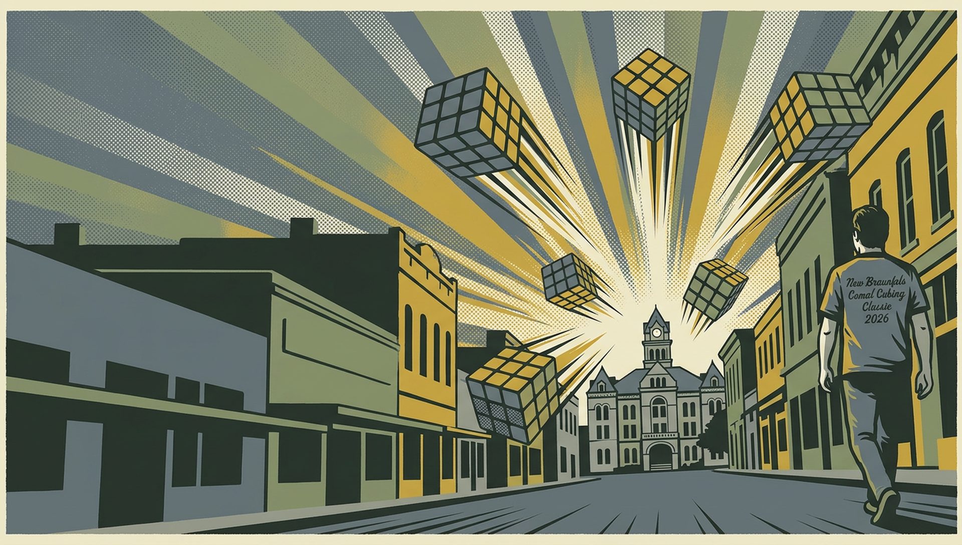 New Braunfels Comal Cubing Classic 2026 movie-poster style artwork — New Braunfels, Texas, February 1, 2026