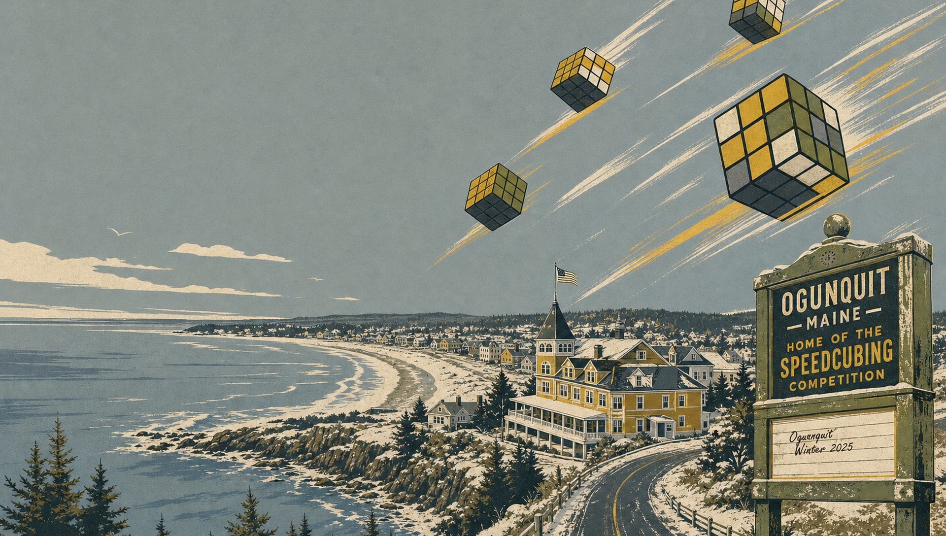 Ogunquit Winter 2025 movie-poster style artwork — Ogunquit, Maine, December 20, 2025