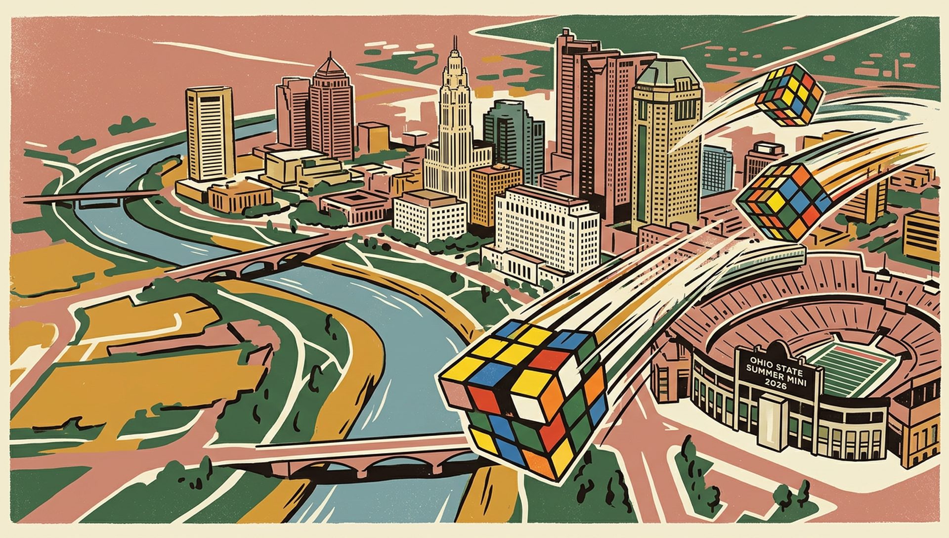Ohio State Summer Mini 2026 movie-poster style artwork — Columbus, Ohio, July 26, 2026