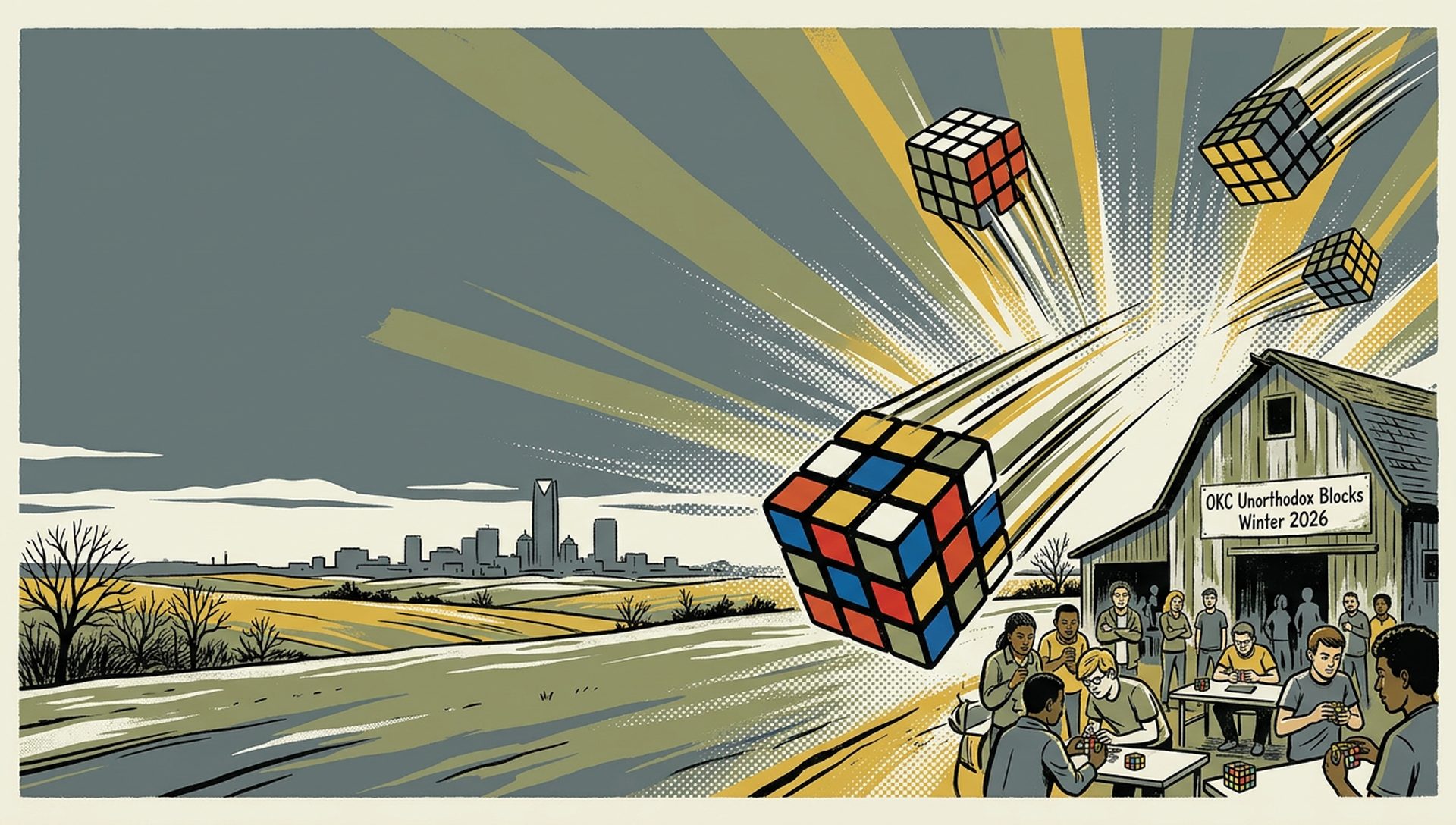 OKC Unorthodox Blocks Winter 2026 movie-poster style artwork — Oklahoma City, Oklahoma, February 7, 2026