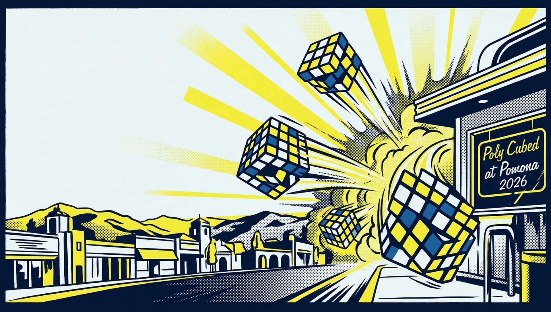 Poly Cubed at Pomona 2026 movie-poster style artwork — Pomona, California, March 22, 2026
