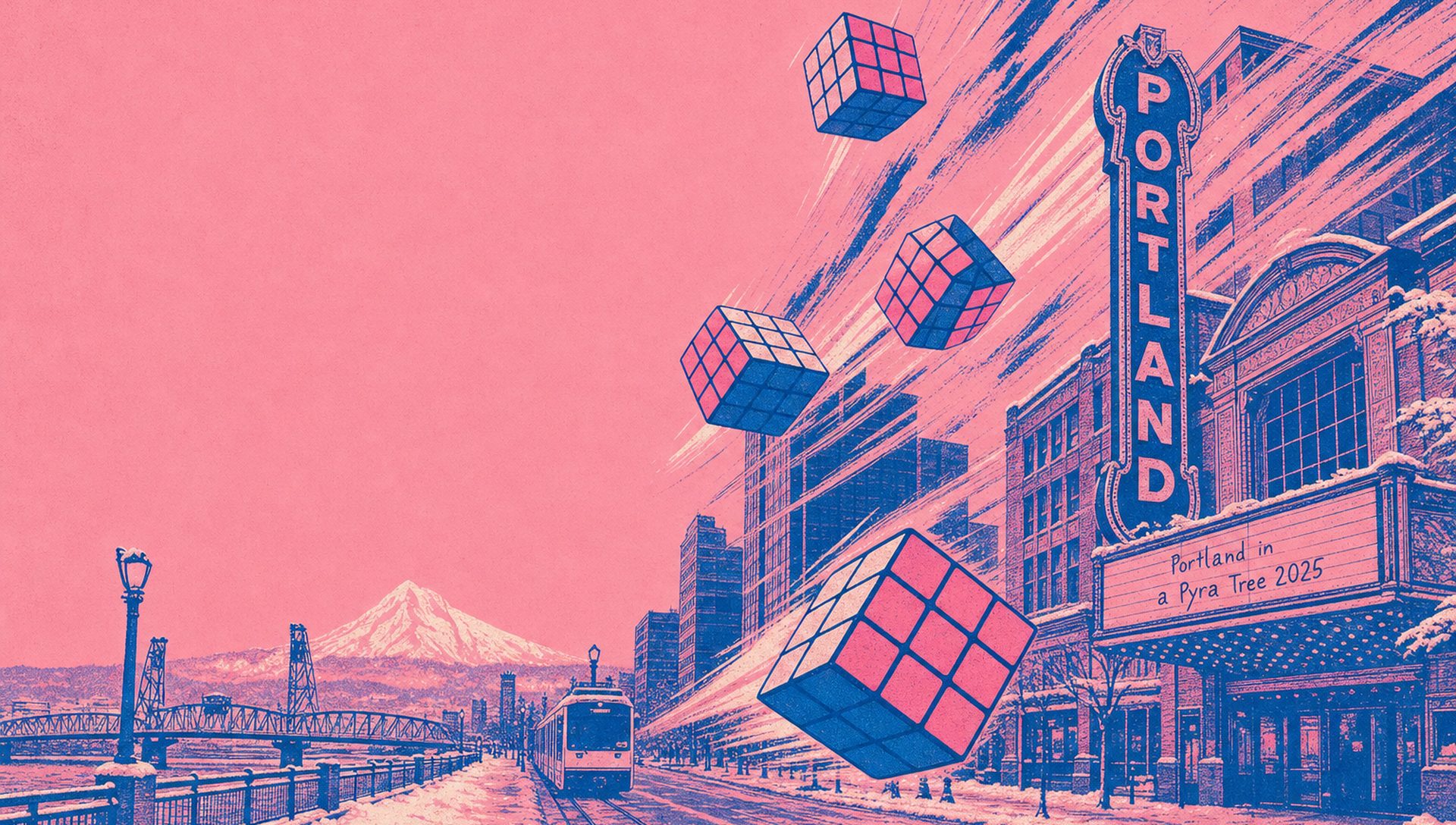 Portland in a Pyra Tree 2025 movie-poster style artwork — Portland, Oregon, December 20, 2025