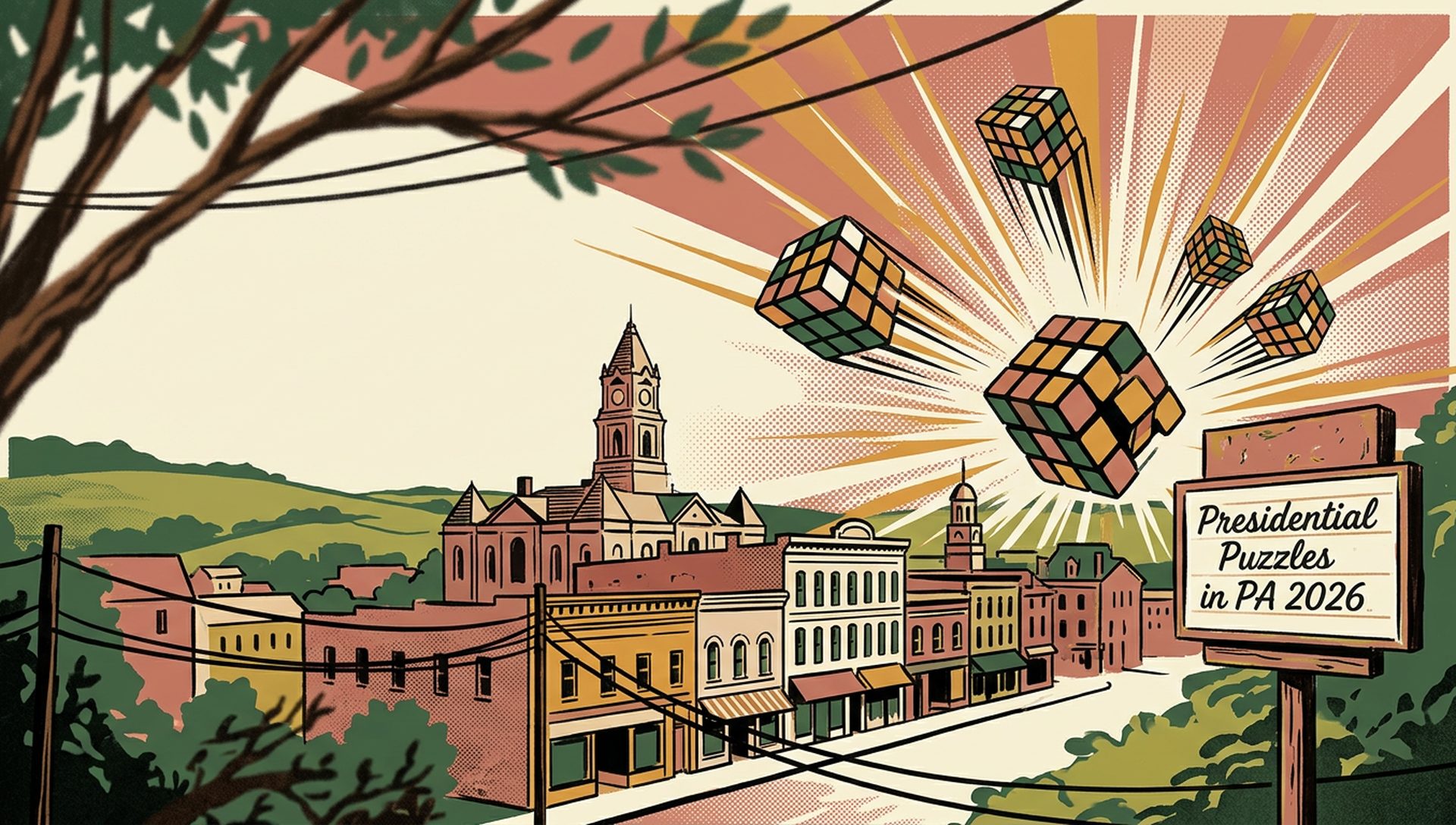 Presidential Puzzles in PA 2026 movie-poster style artwork — Washington, Pennsylvania, May 16, 2026