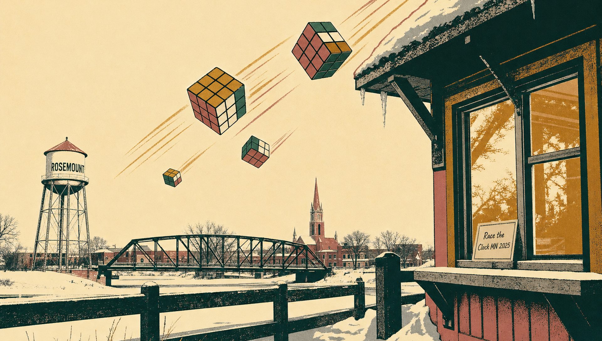 Race the Clock MN 2025 movie-poster style artwork — Rosemount, Minnesota, December 27, 2025