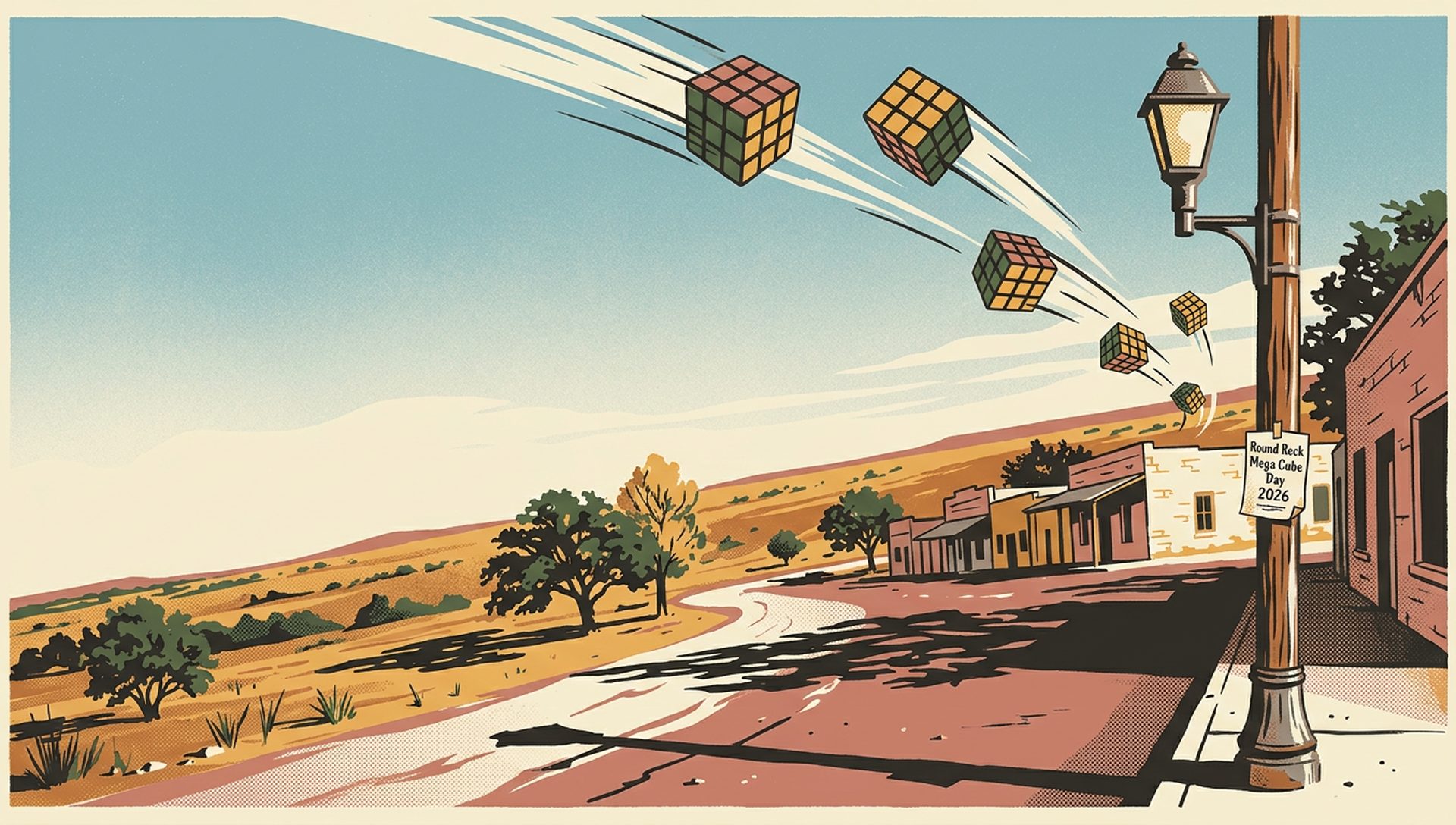Round Rock Mega Cube Day 2026 movie-poster style artwork — Round Rock, Texas, September 5, 2026
