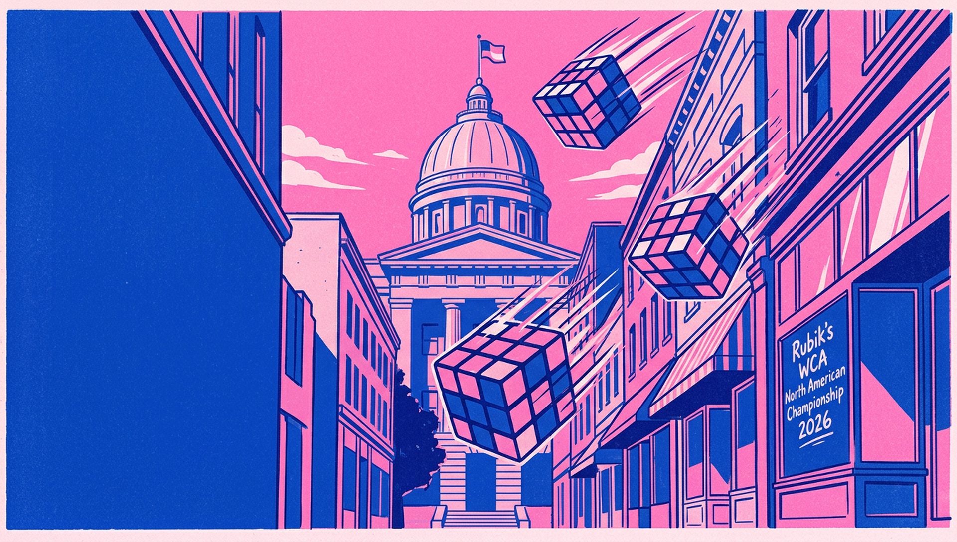Rubik's WCA North American Championship 2026 movie-poster style artwork — Raleigh, North Carolina, July 2, 2026