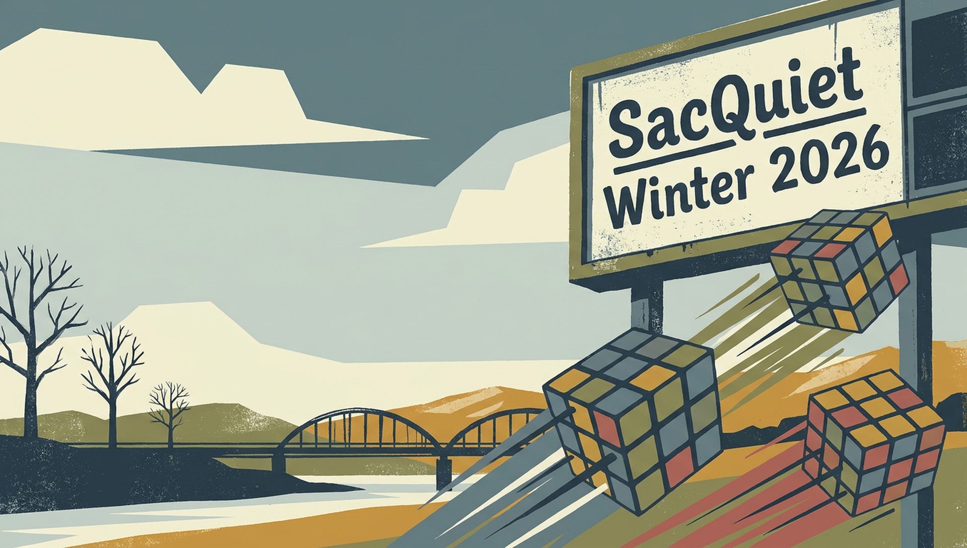 SacQuiet Winter 2026 movie-poster style artwork — North Highlands, California, January 17, 2026