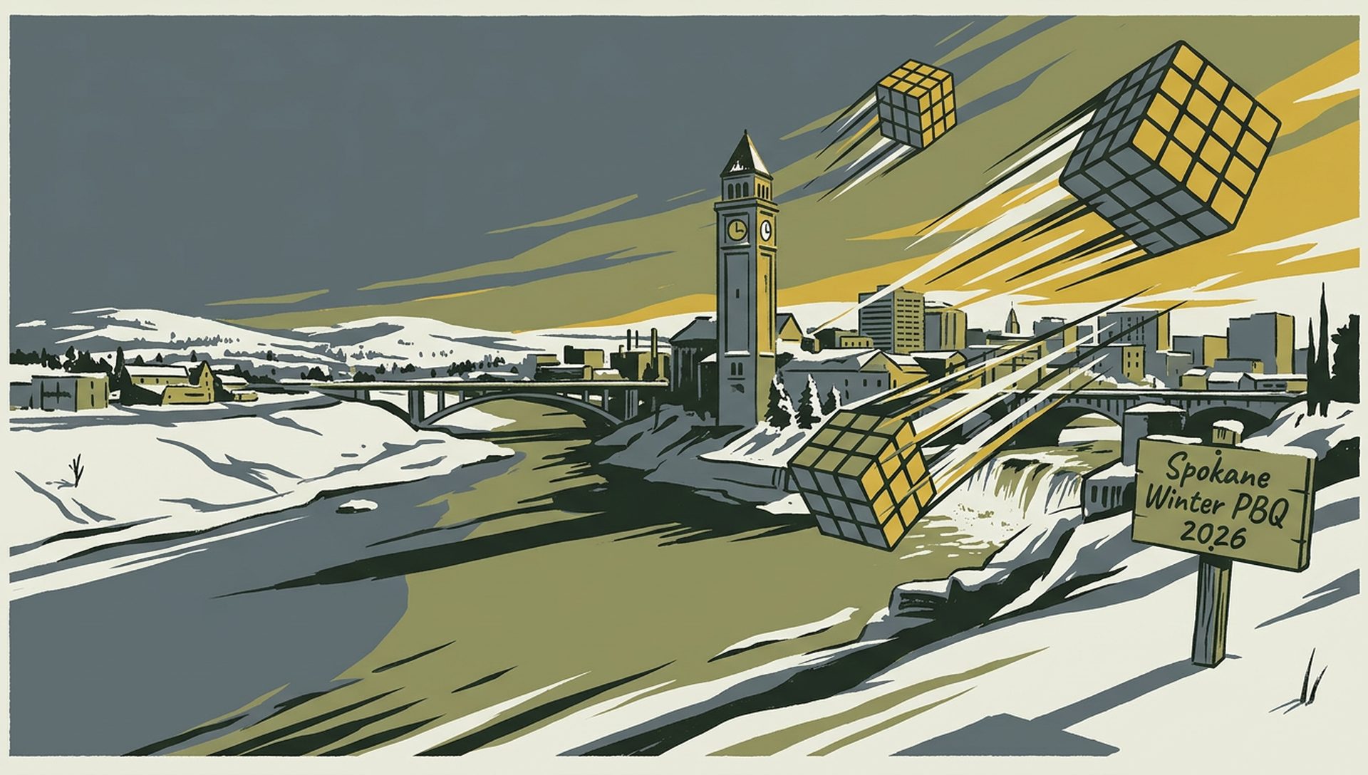Spokane Winter PBQ 2026 movie-poster style artwork — Spokane, Washington, January 24, 2026