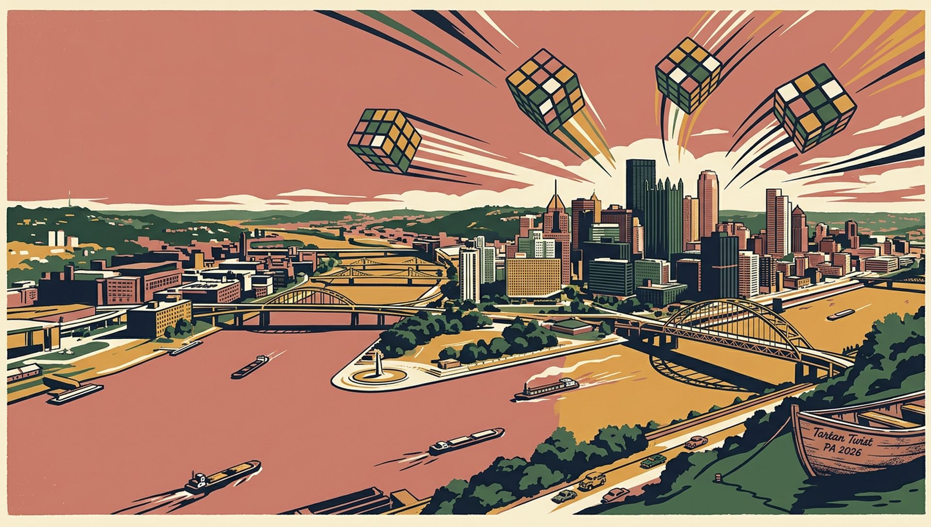 Tartan Twist PA 2026 movie-poster style artwork — Pittsburgh, Pennsylvania, August 29, 2026