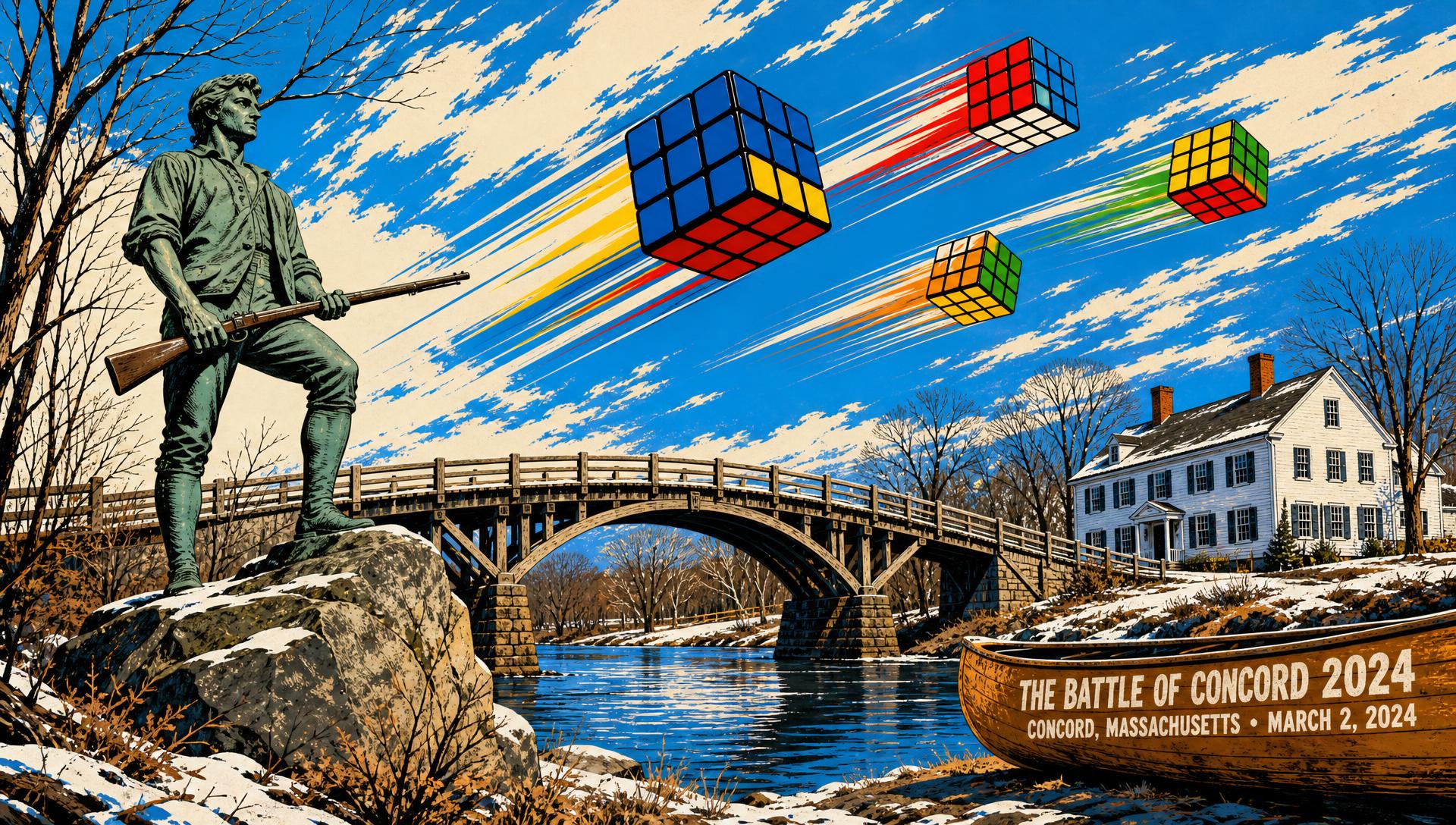 The Battle of Concord 2024 movie-poster style artwork — Concord, Massachusetts, March 2, 2024