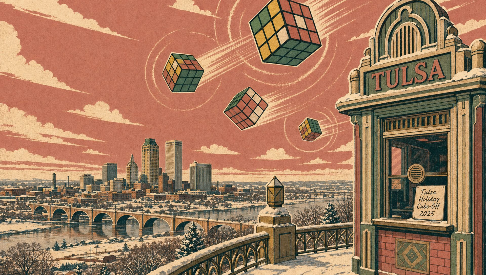 Tulsa Holiday Cube-Off 2025 movie-poster style artwork — Tulsa, Oklahoma, December 13, 2025