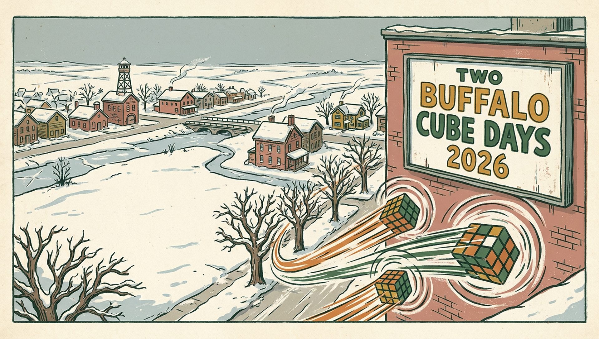 Two Buffalo Cube Days 2026 movie-poster style artwork — West Seneca, New York, January 17, 2026