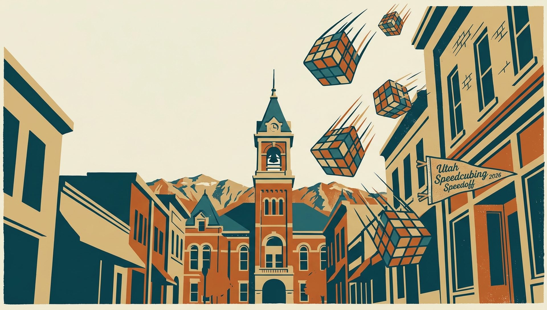 Utah Speedcubing Speedoff 2026 movie-poster style artwork — Lehi, Utah, September 12, 2026