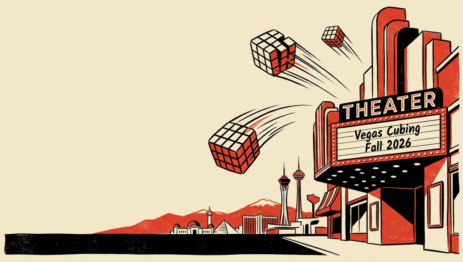 Vegas Cubing Fall 2026 movie-poster style artwork — Las Vegas, Nevada, September 26, 2026