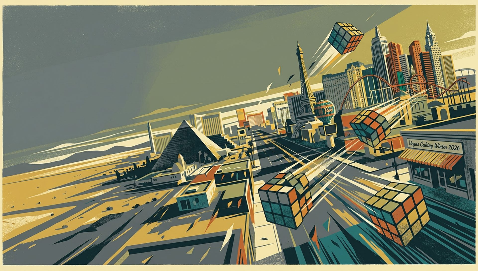 Vegas Cubing Winter 2026 movie-poster style artwork — Las Vegas, Nevada, February 28, 2026