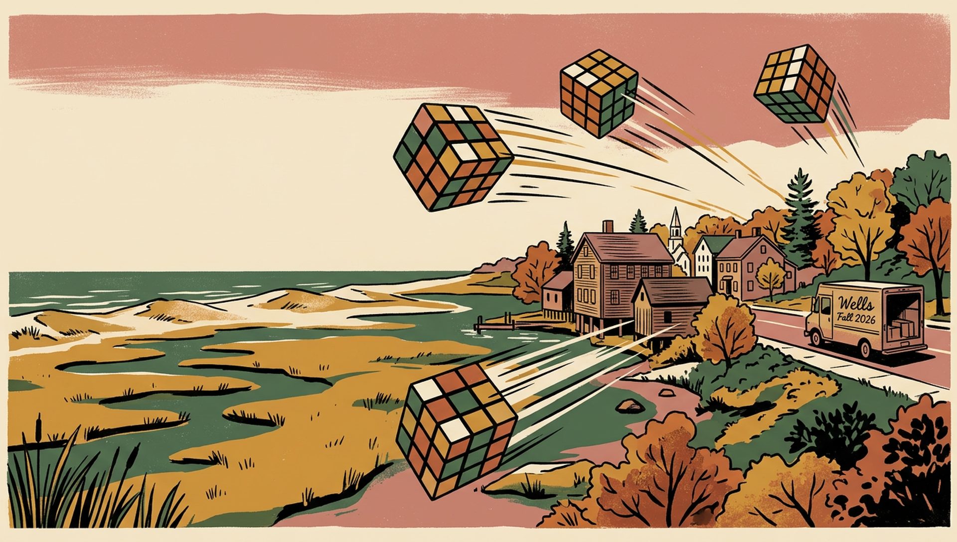 Wells Fall 2026 movie-poster style artwork — Wells, Maine, November 7, 2026