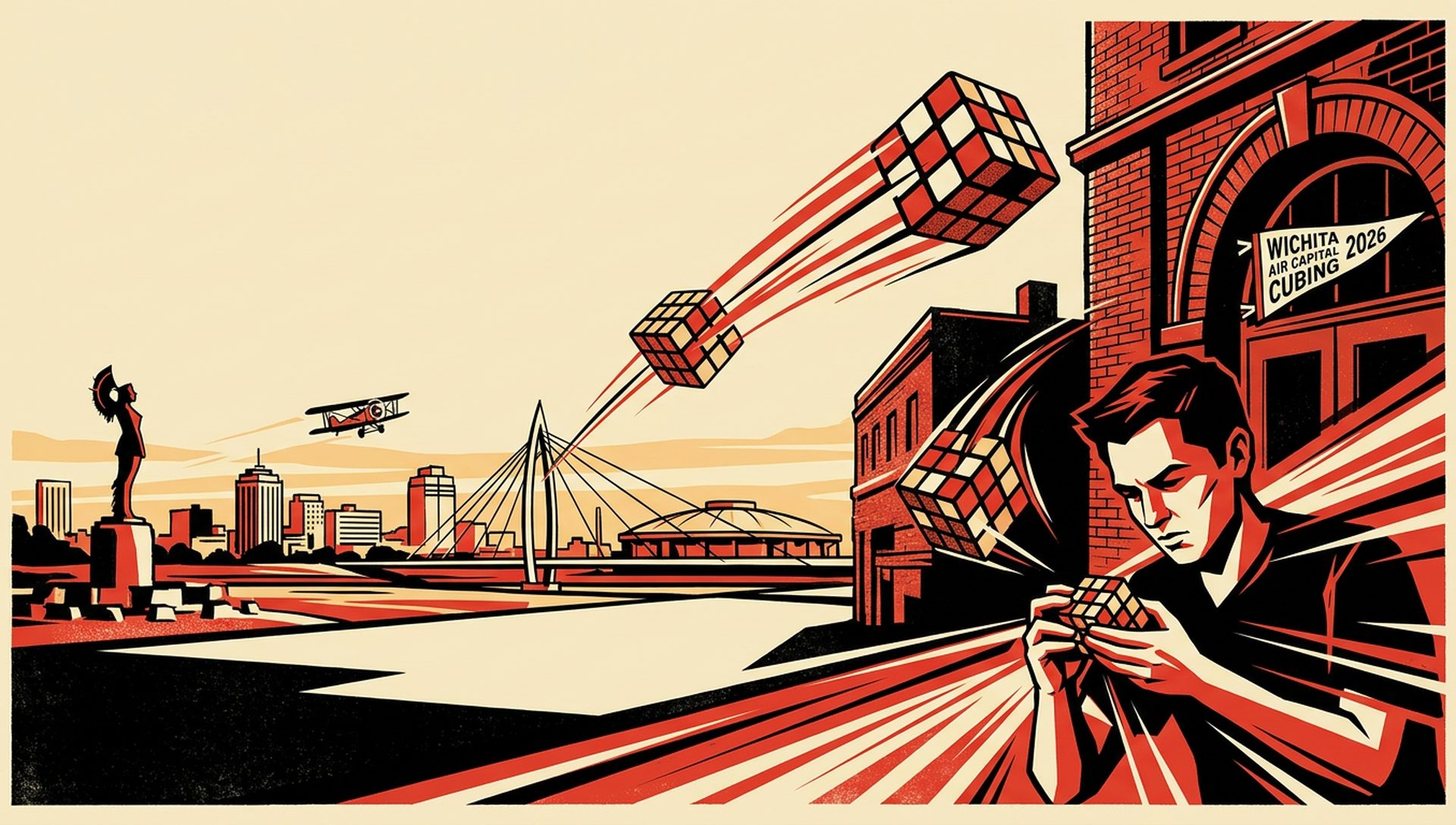 Wichita Air Capital Cubing 2026 movie-poster style artwork — Wichita, Kansas, June 13, 2026