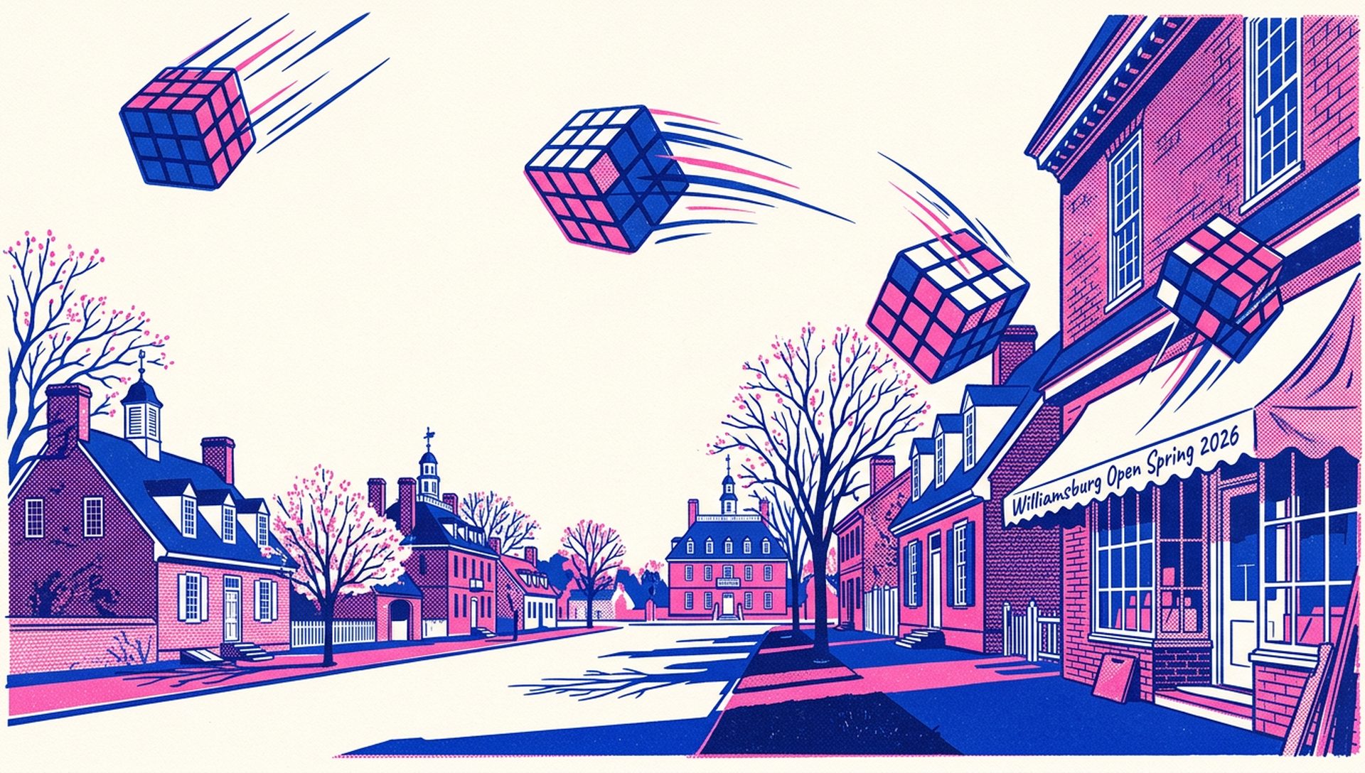 Williamsburg Open Spring 2026 movie-poster style artwork — Williamsburg, Virginia, March 28, 2026