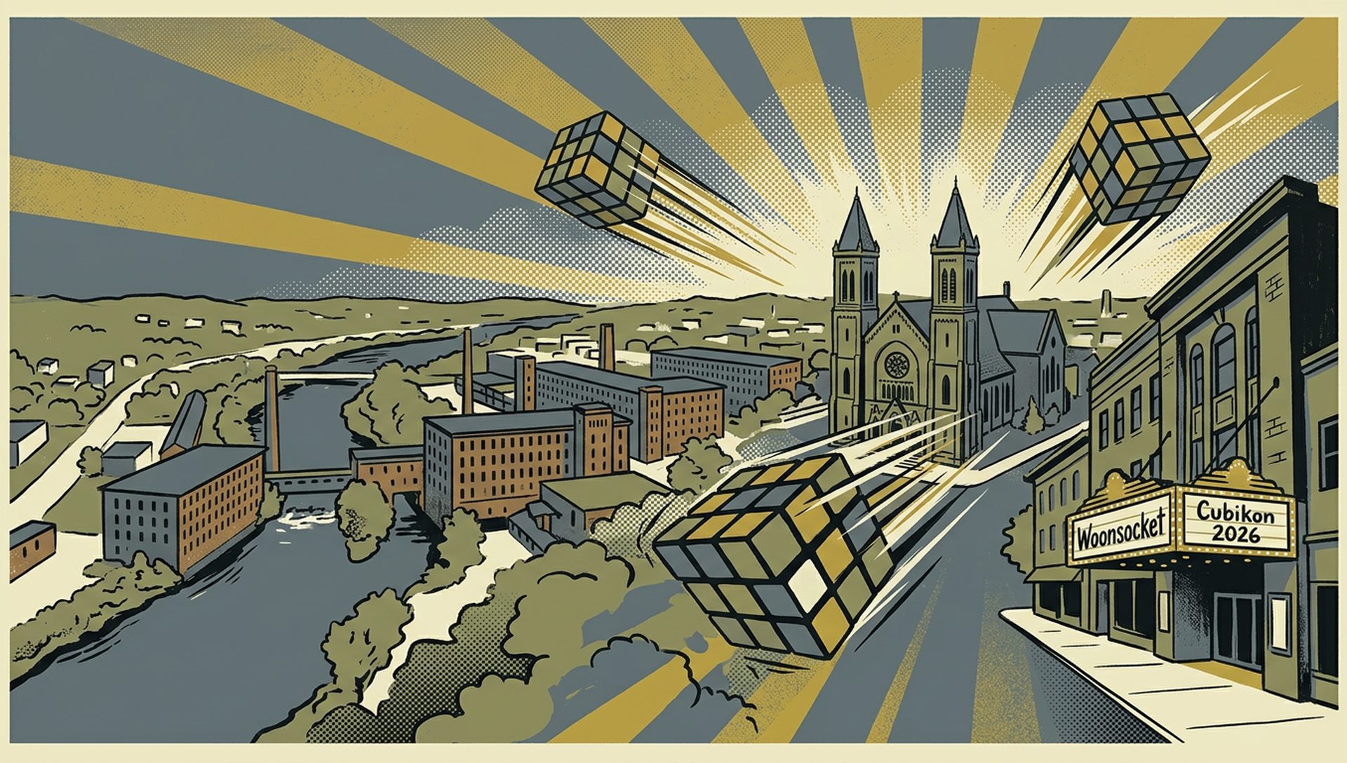 Woonsocket Cubikon 2026 movie-poster style artwork — Woonsocket, Rhode Island, August 16, 2026